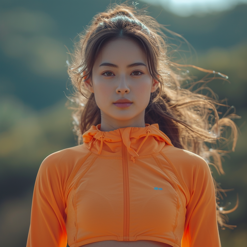 Female Asian high jumper preparing for jump