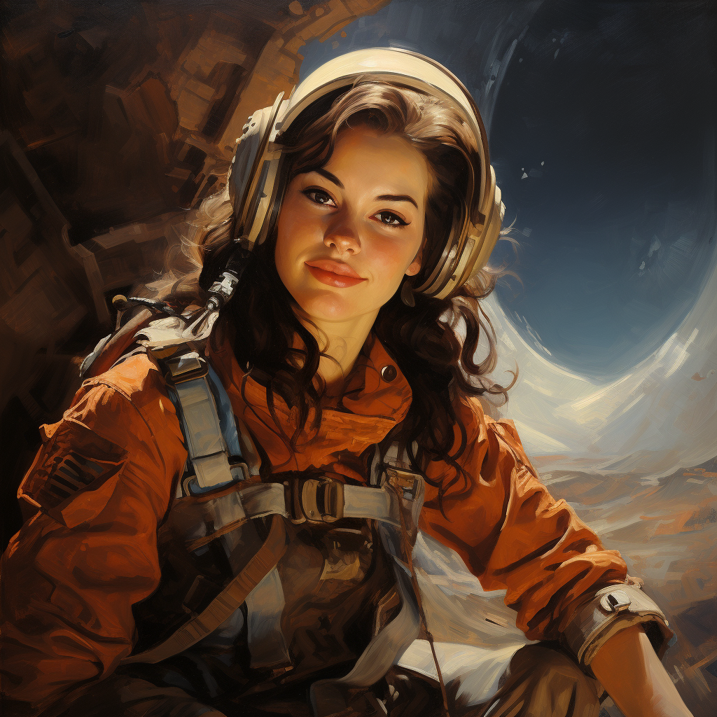 Female astronaut on the moon