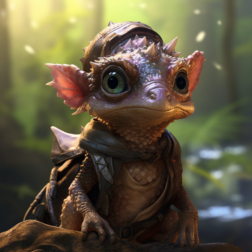 Adorable female baby kobold without ears