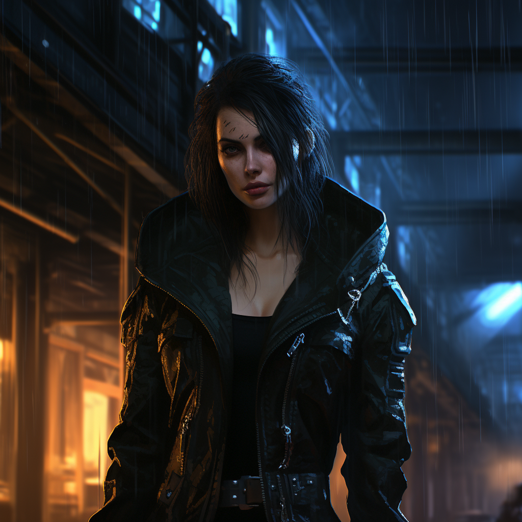 Stylish Female Bladerunner in Cyberpunk Setting