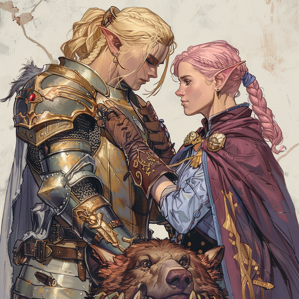 Blonde Paladin and Pink Hair Elf