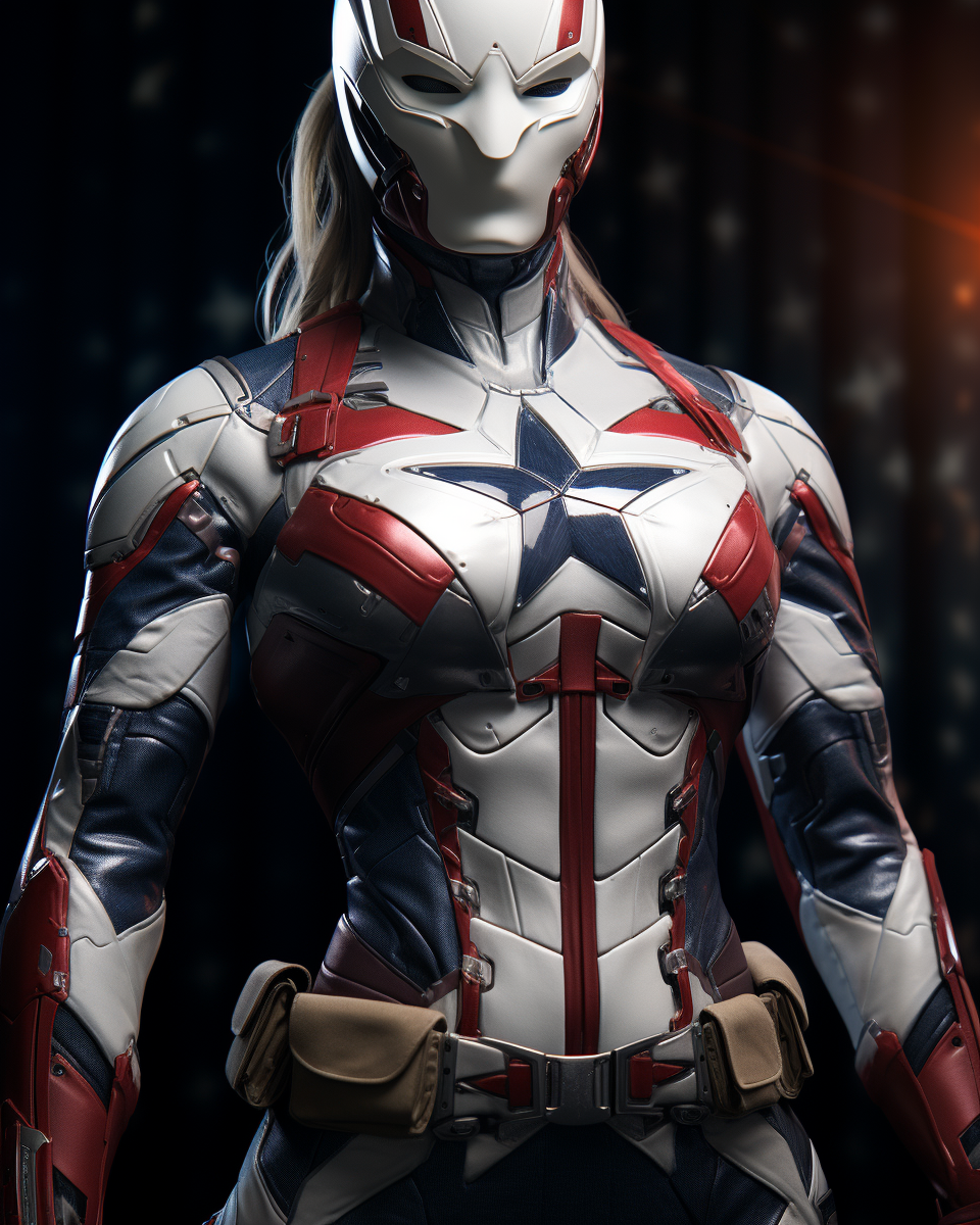 Female Captain America with American Flag