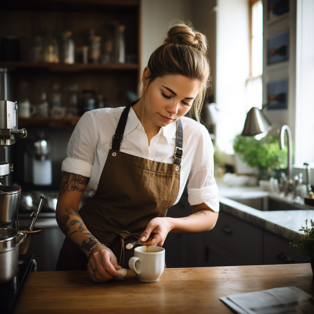 Female chef preparing coffee recipes