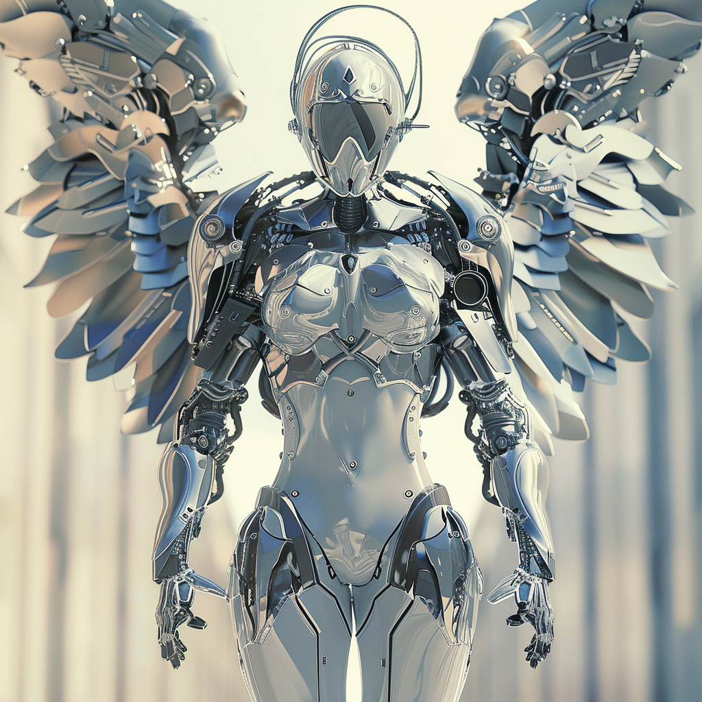 Female Cyborg Angel Wings