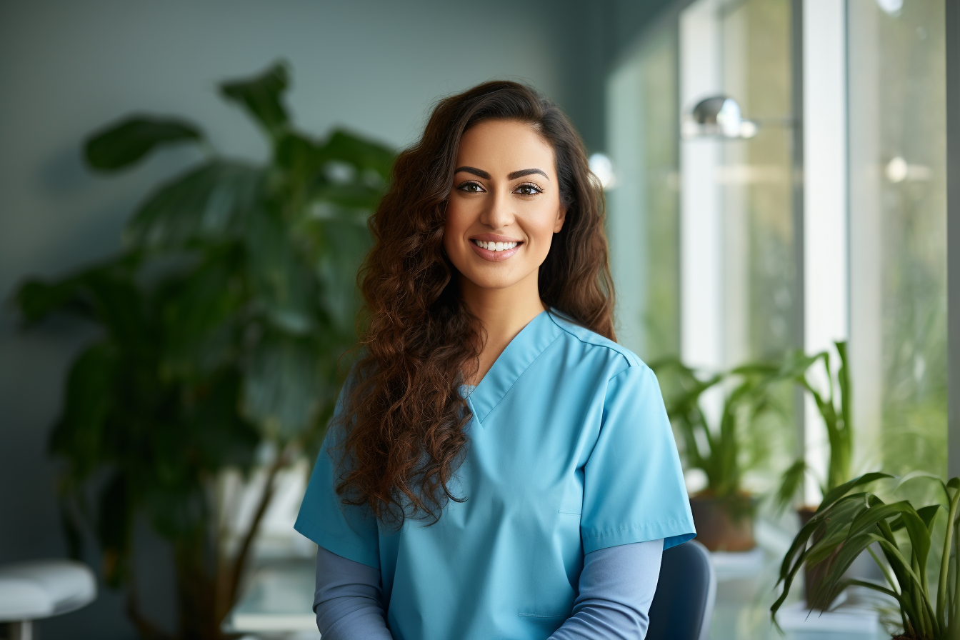 Female dentist in studio