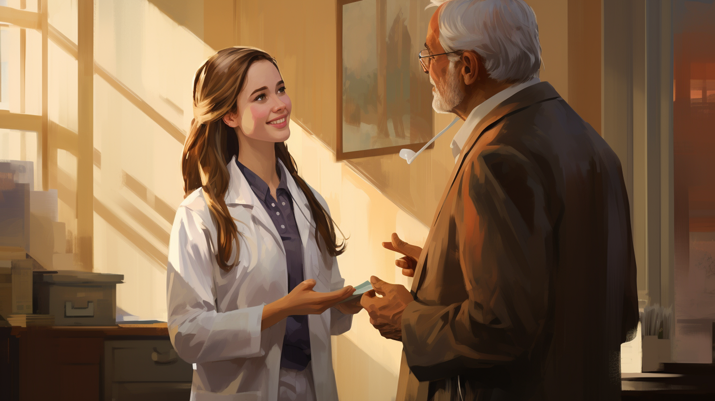 Smiling female doctor talking to patient at John Hopkins