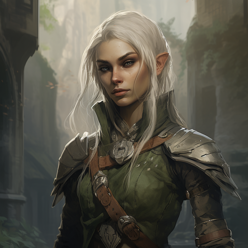 A stern and unflappable female elf veteran