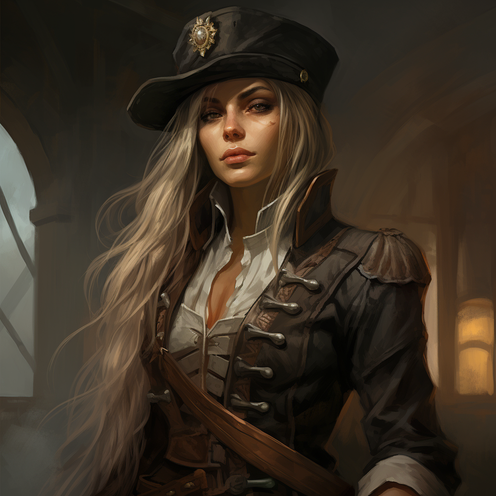 Stern female elf veteran sherriff