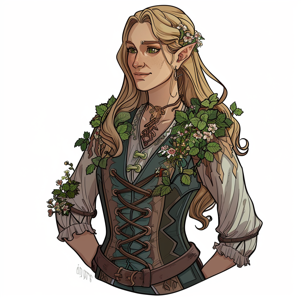 Female Elven Druid Smiling Art