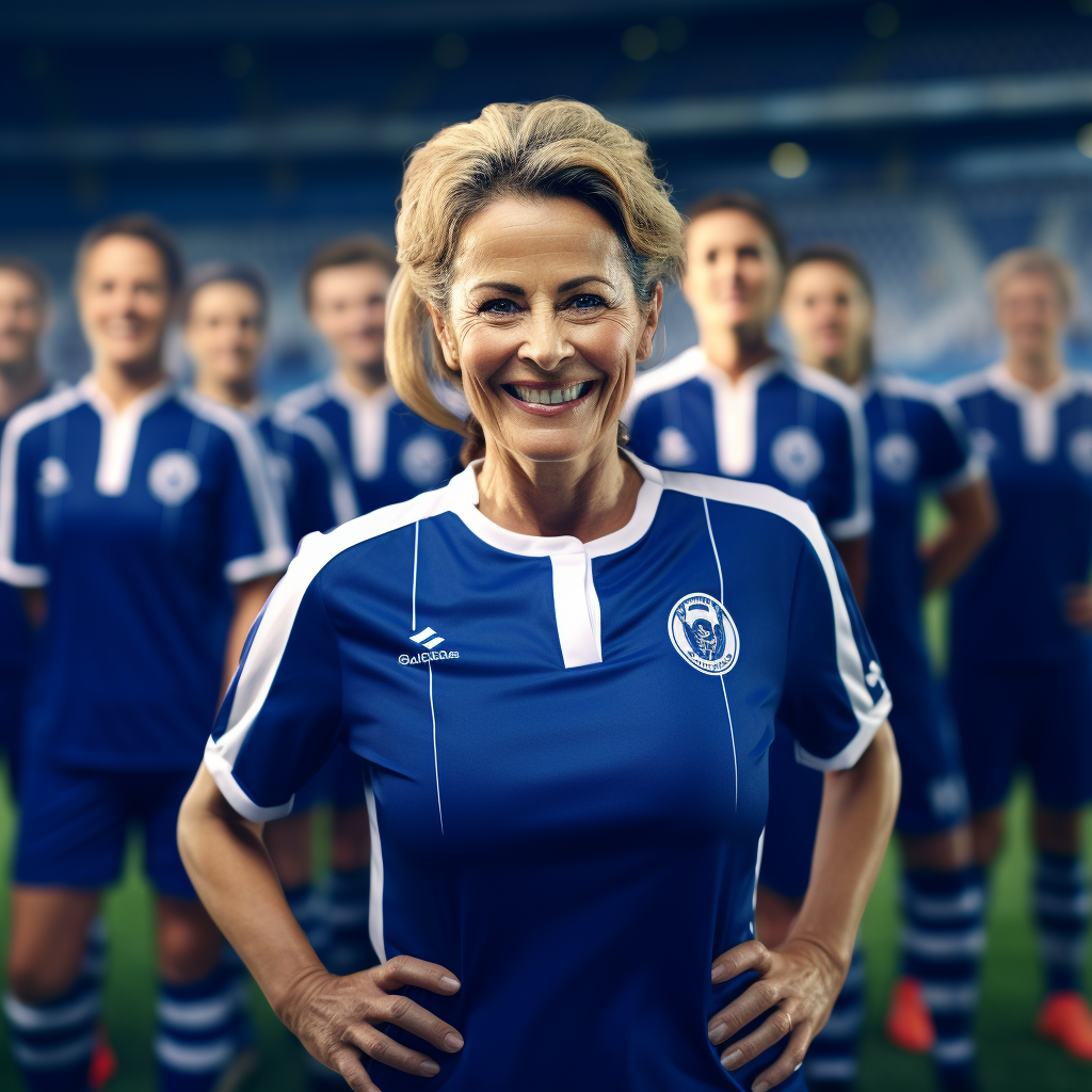 Group of Smiling Female Football Players