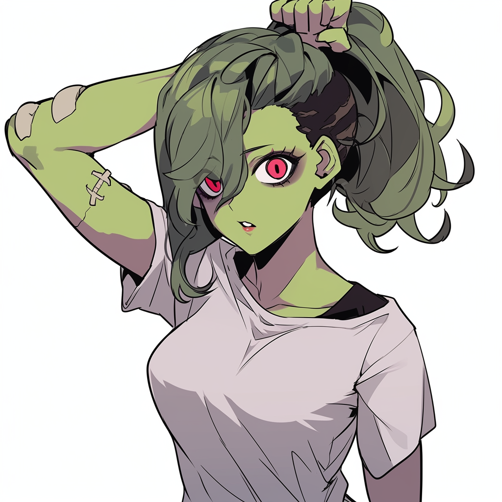 Cool female Frankenstein cartoon illustration