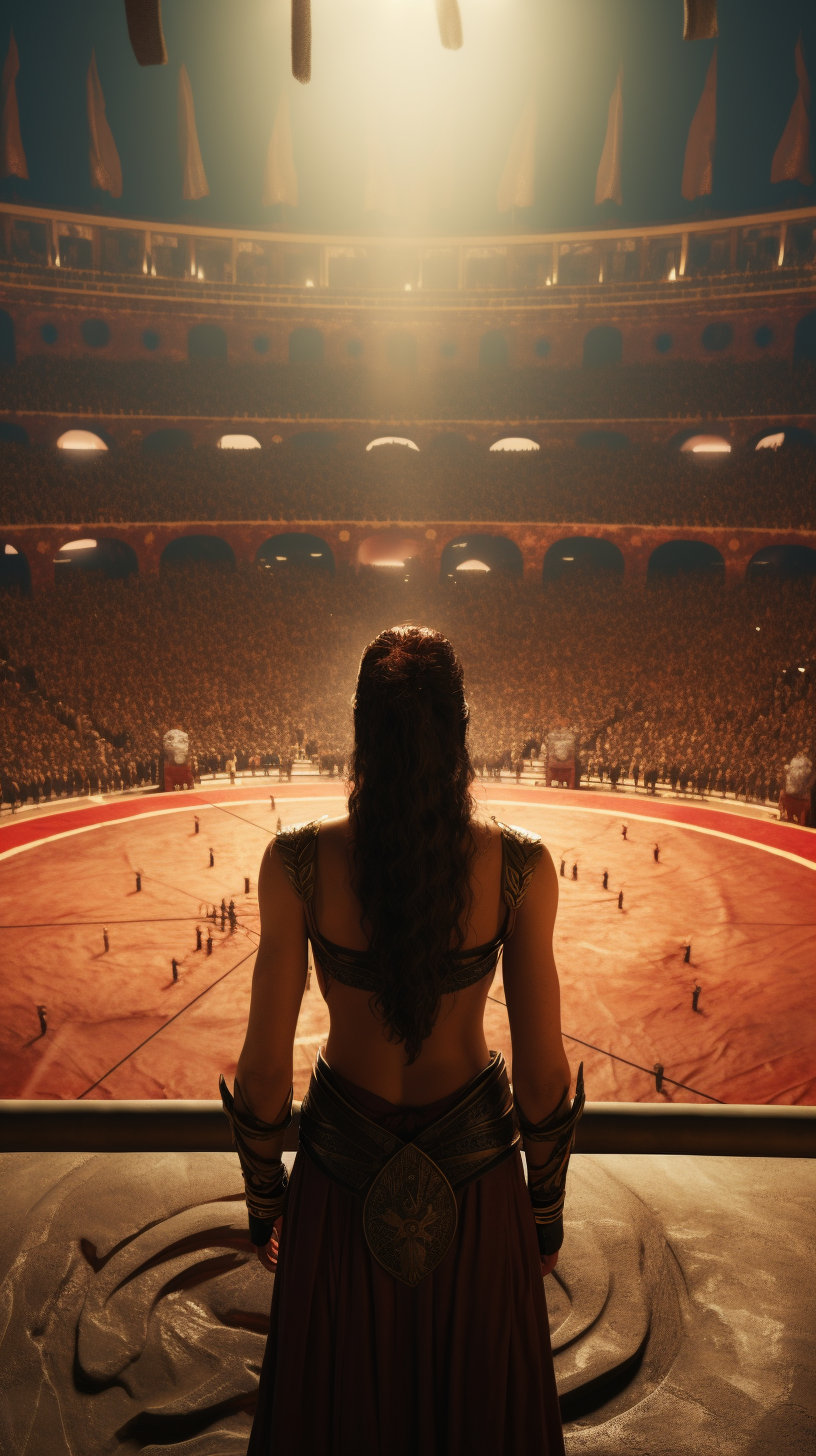 Female Gladiator Prisoner in Dramatic Arena