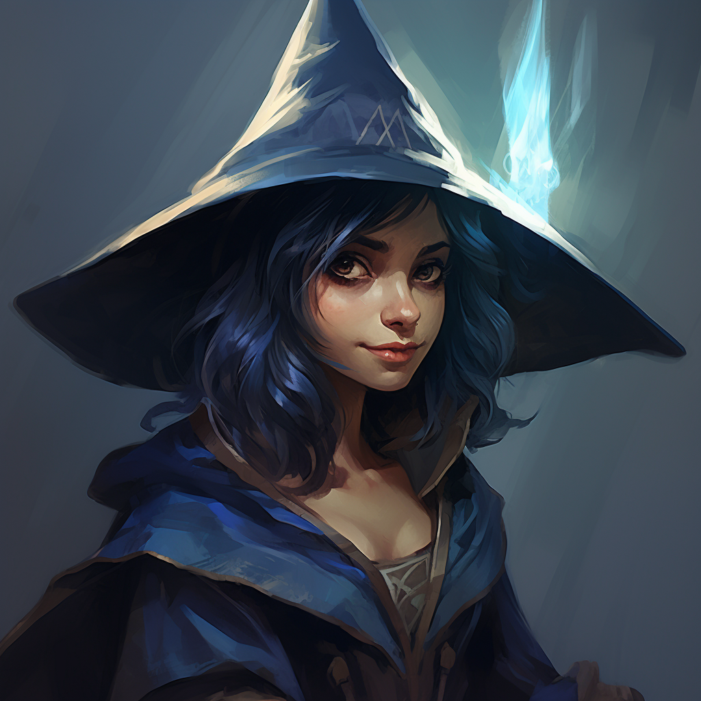 Female gnome mage with blue hair