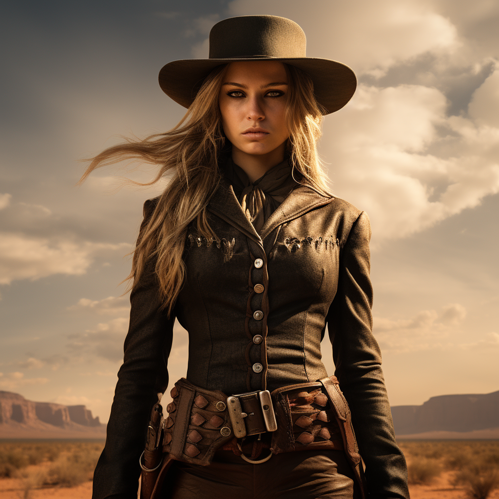 Female gunslinger in the wild west