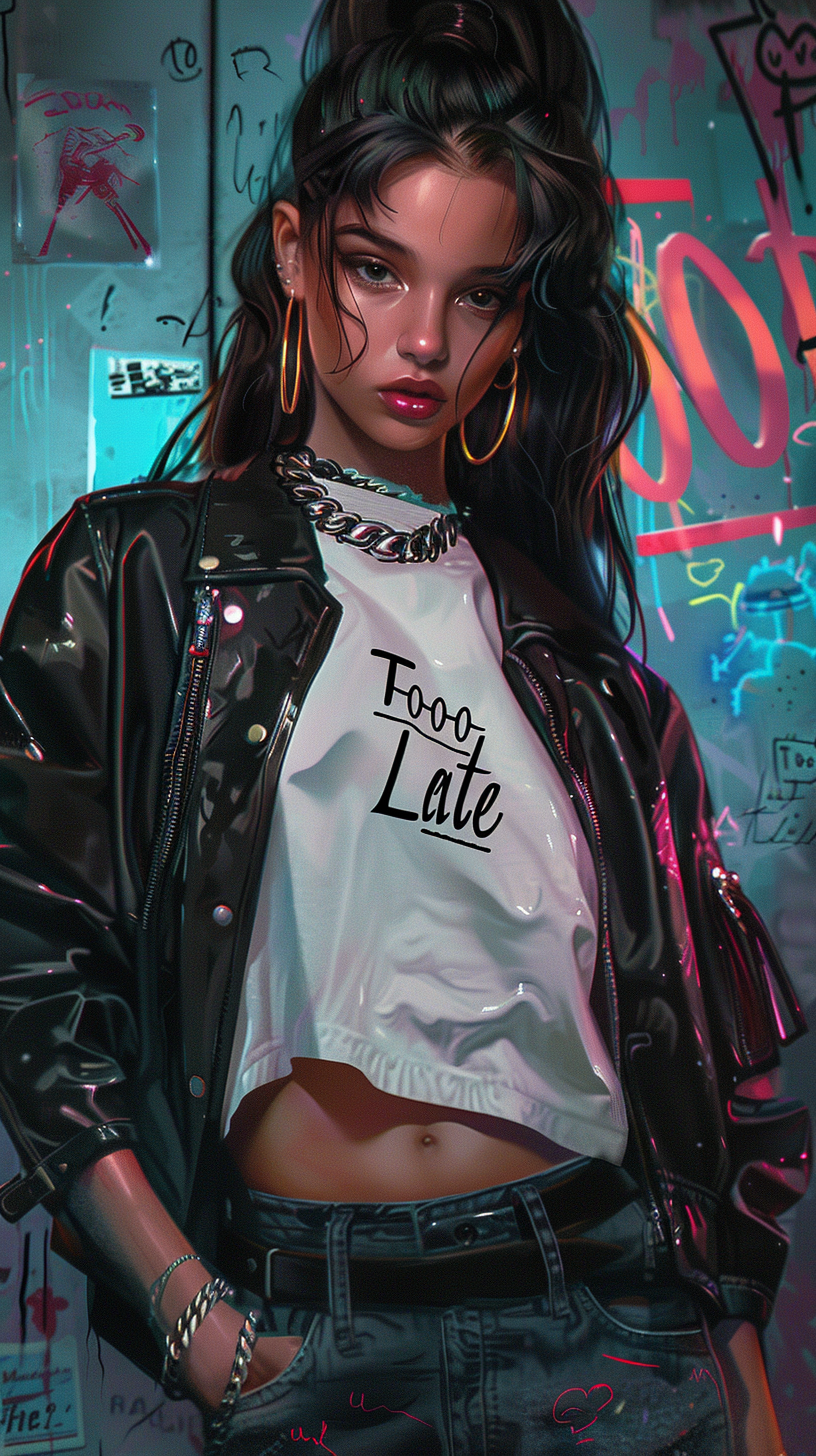 Female Hacker Cyberpunk Leather Jacket Illustration