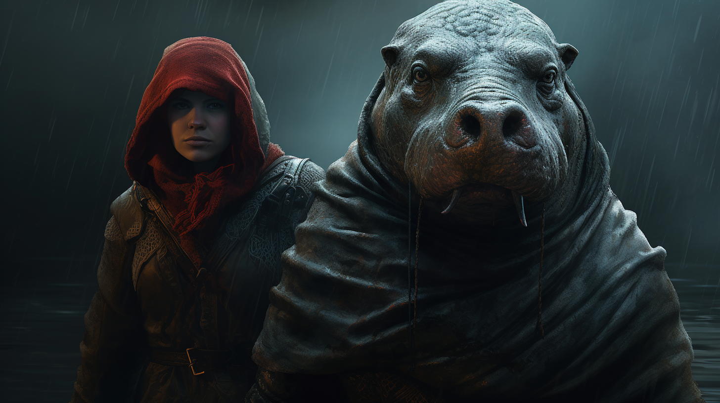 Female Hippo Person in Hood Rogue