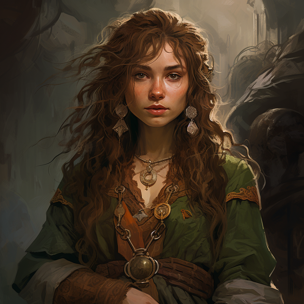 Beautiful female hobbit in Alvaro Tapia style