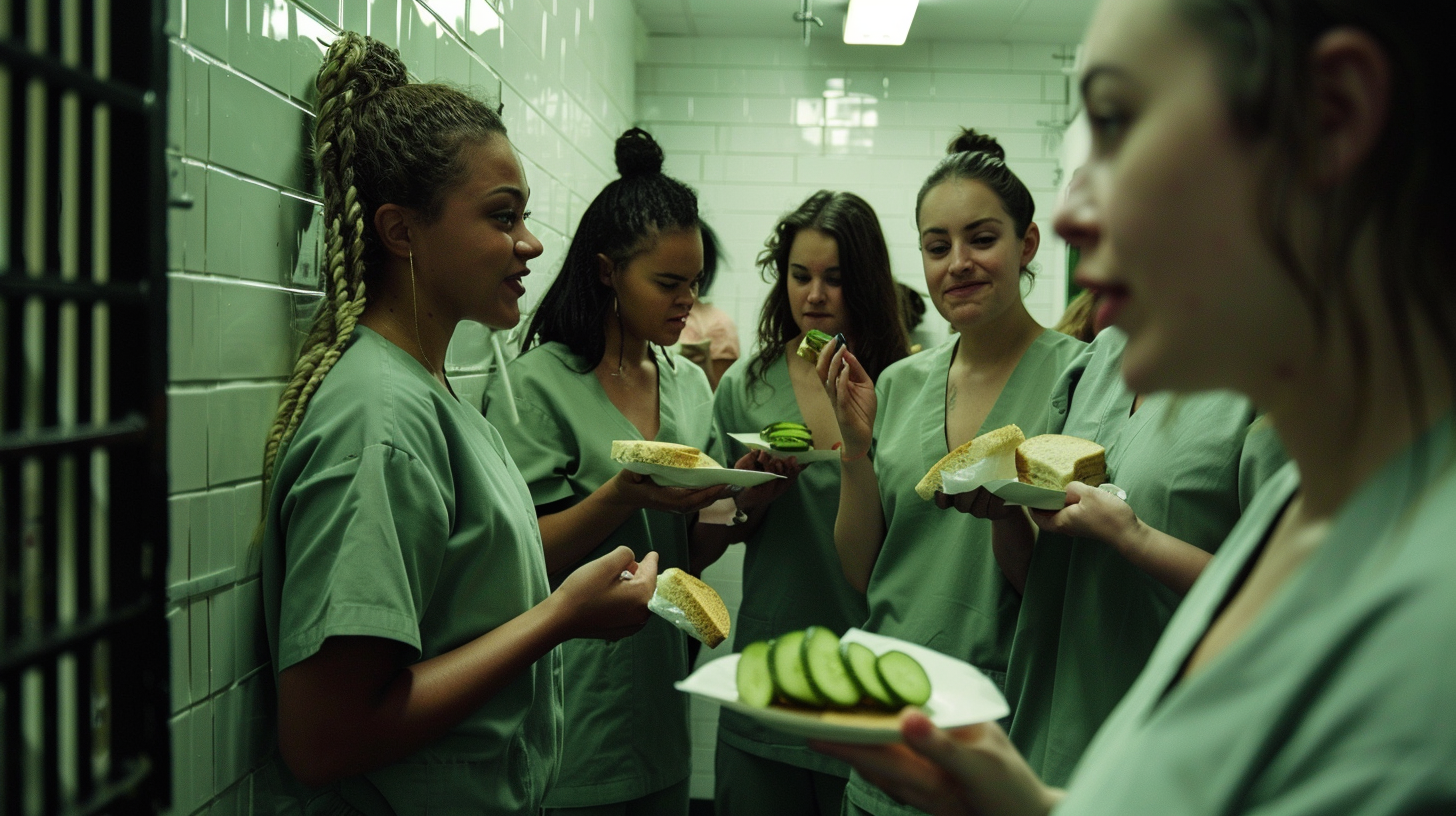 Female Inmates Eating Sandwiches