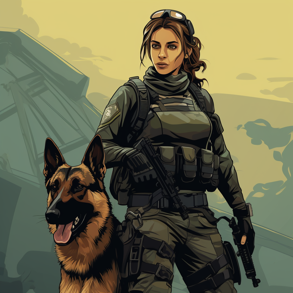 Female K9 Handler with German Shepherd in Tactical Gear