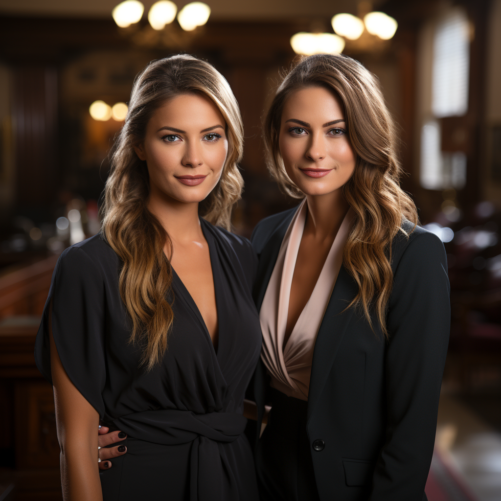 Female Lawyers Outside Courtroom Commercial Shot