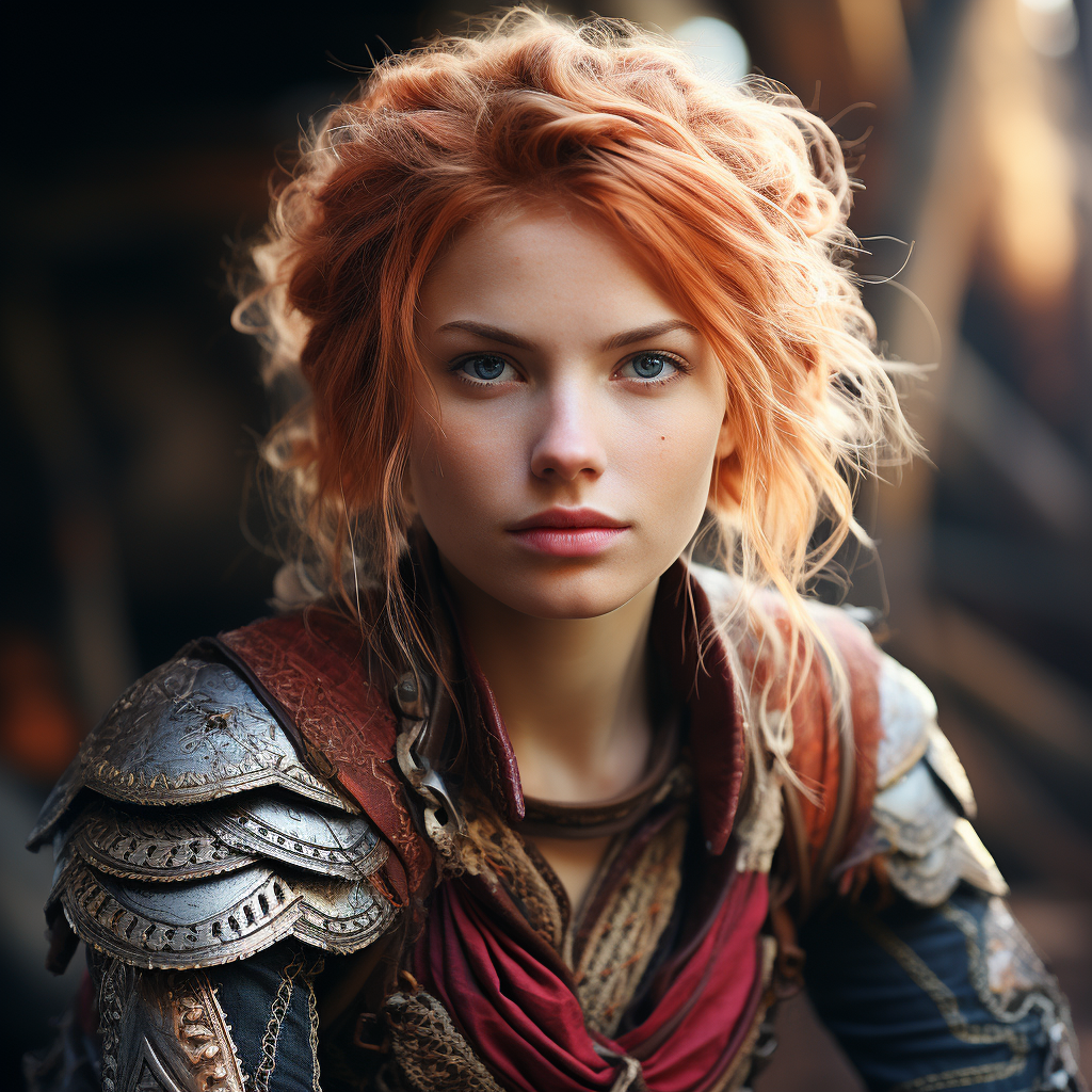 Brave female magic fighter with stunning portrait