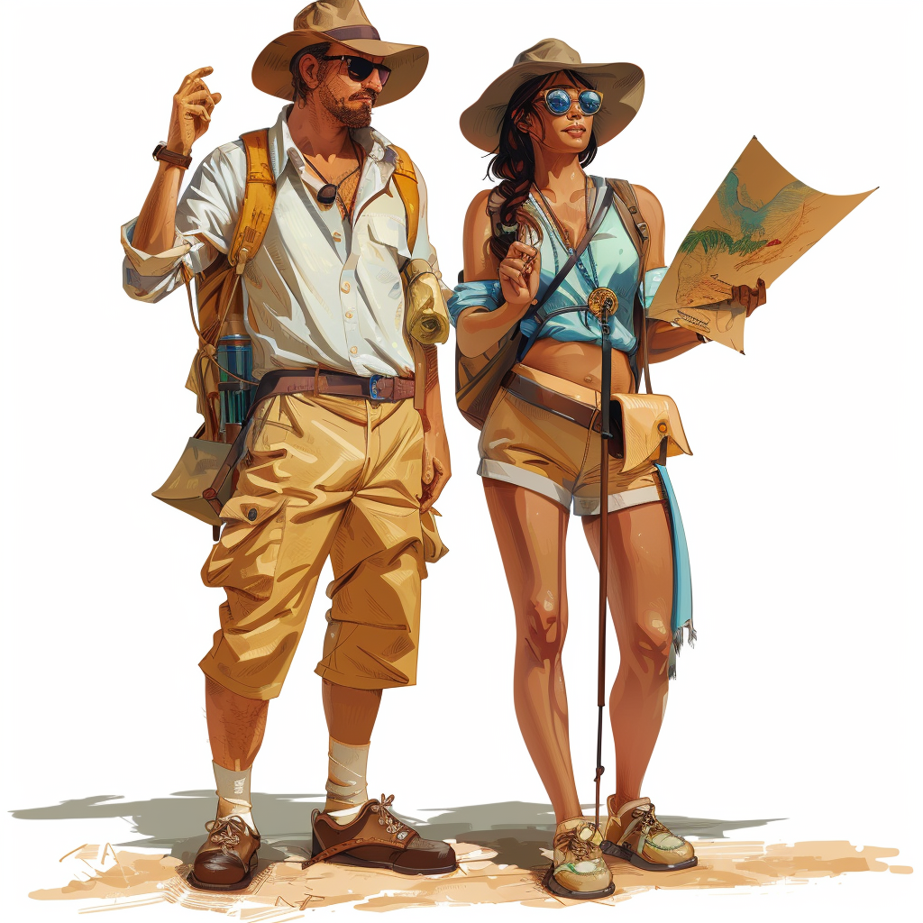 Female male tourism guides illustration