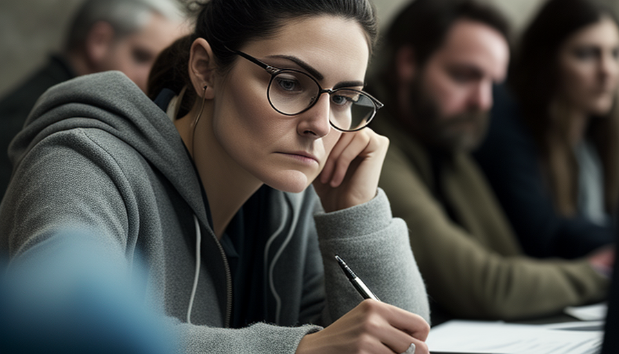 Female Marketer Writing in Meeting