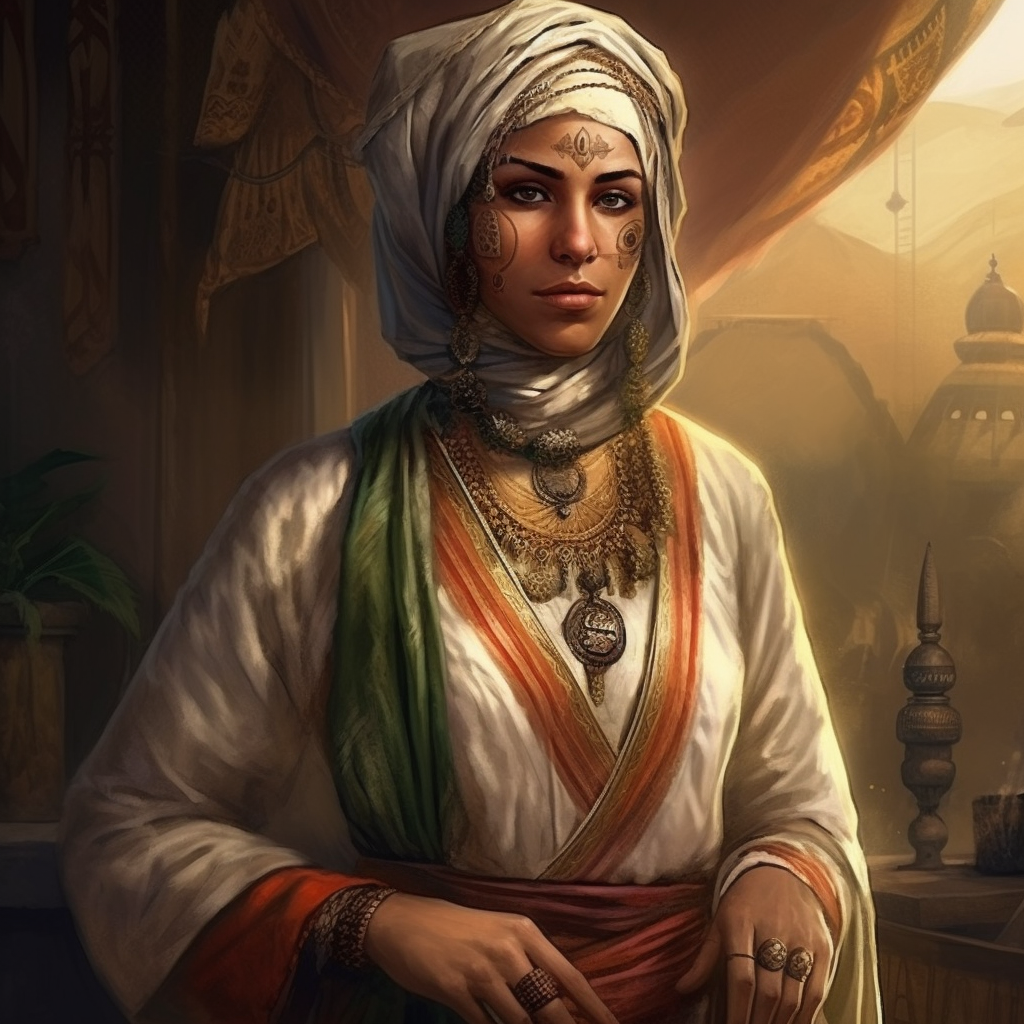 Female Middle Eastern Politician in Regal Robes