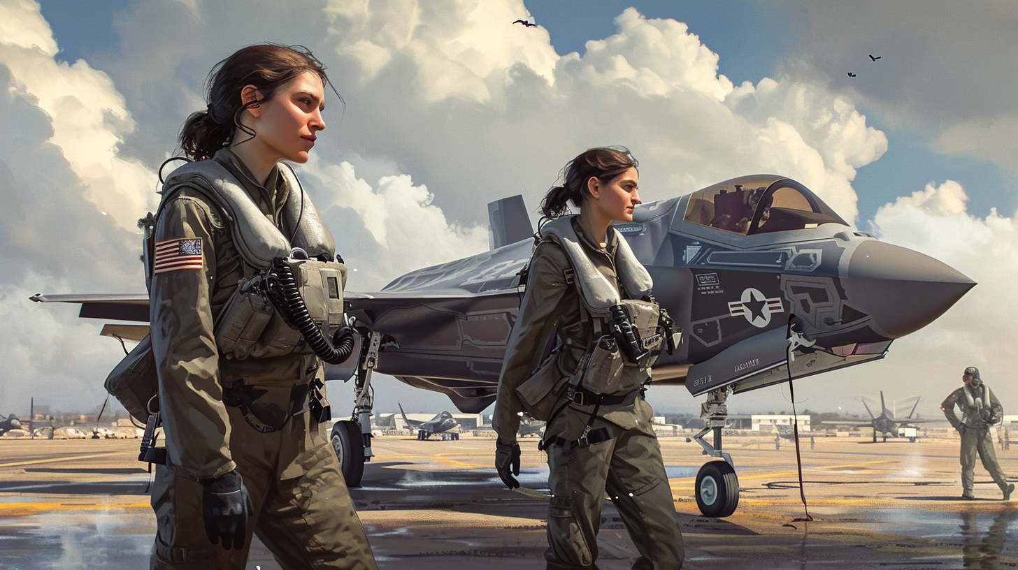 female pilots with F35 fighter jets