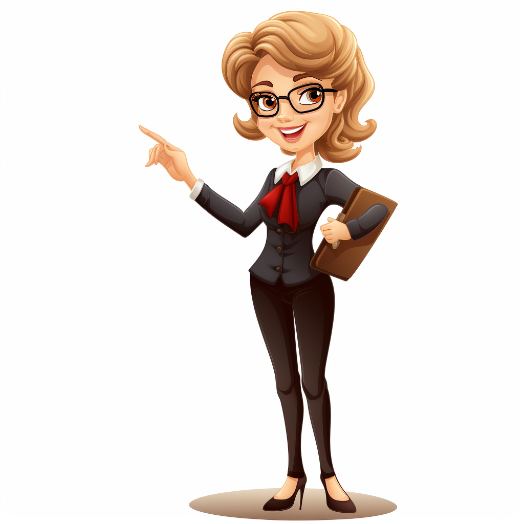 Female professor teaching in animated style