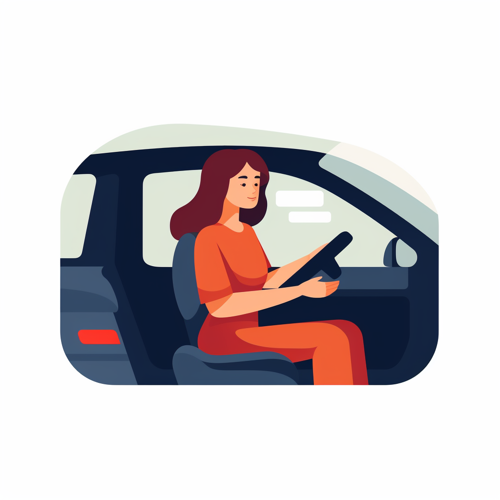 Woman in Red Blouse Inside Car