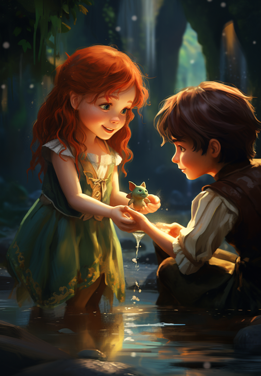 Red-haired elf offering water to Bilbo Baggins