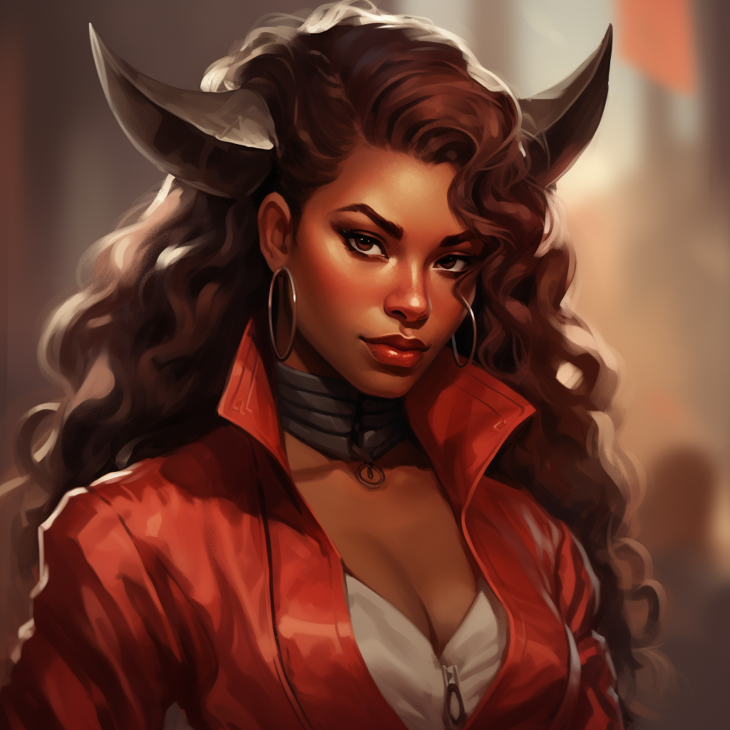 Fiery Female Tiefling Rogue Portrait