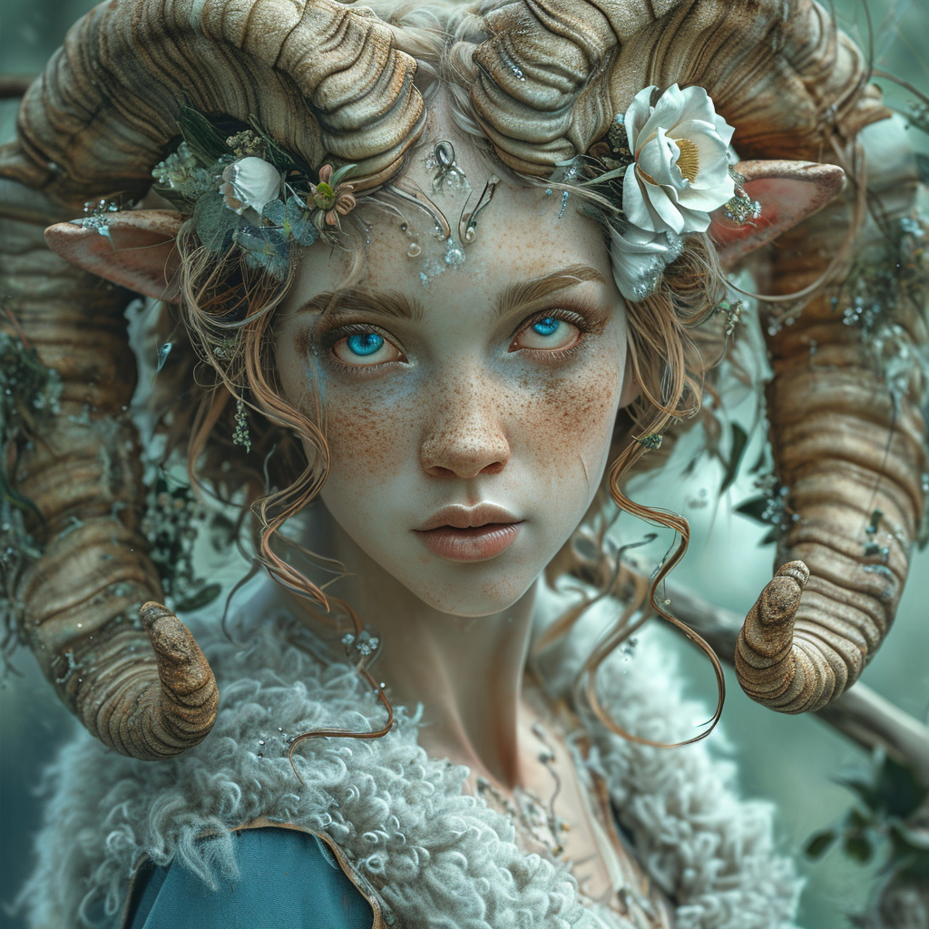 Female Sheep Satyr with Human Face