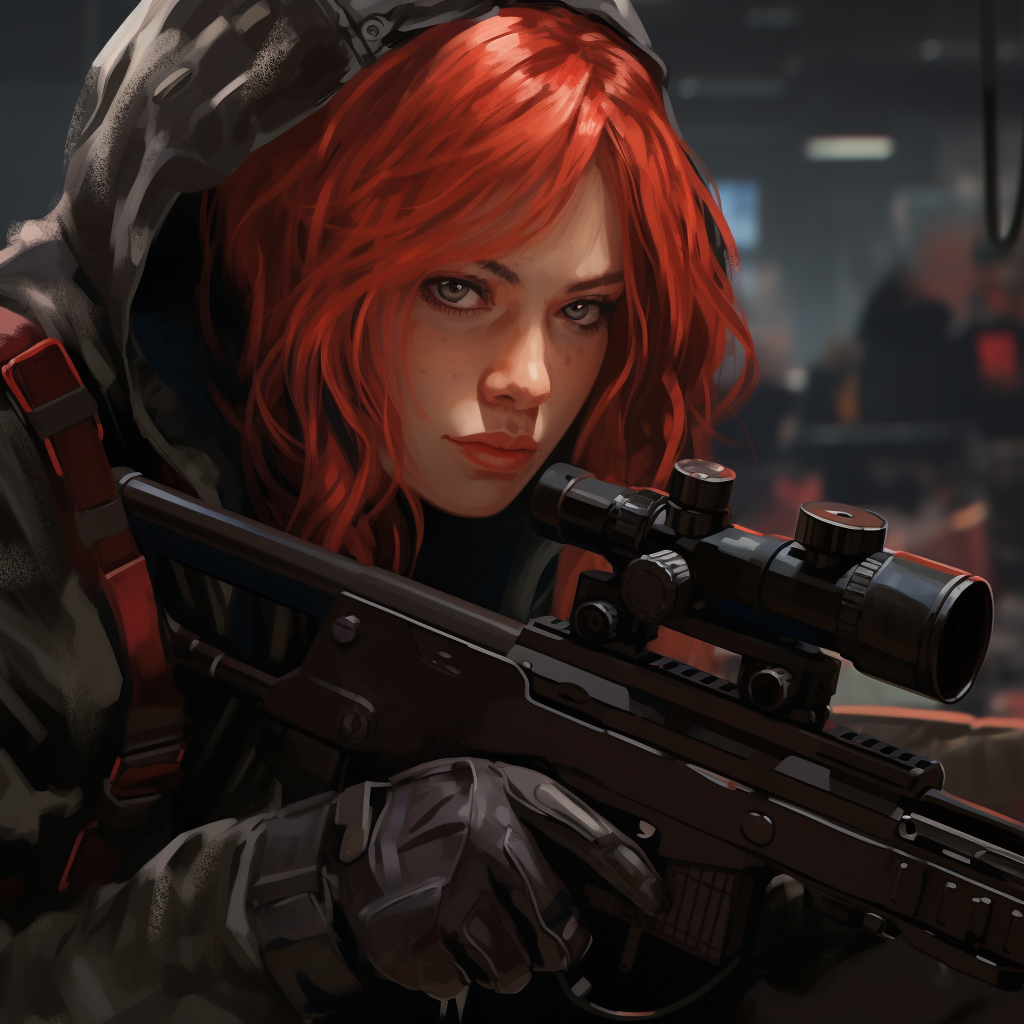 Image of a Female Sniper with Red Hair