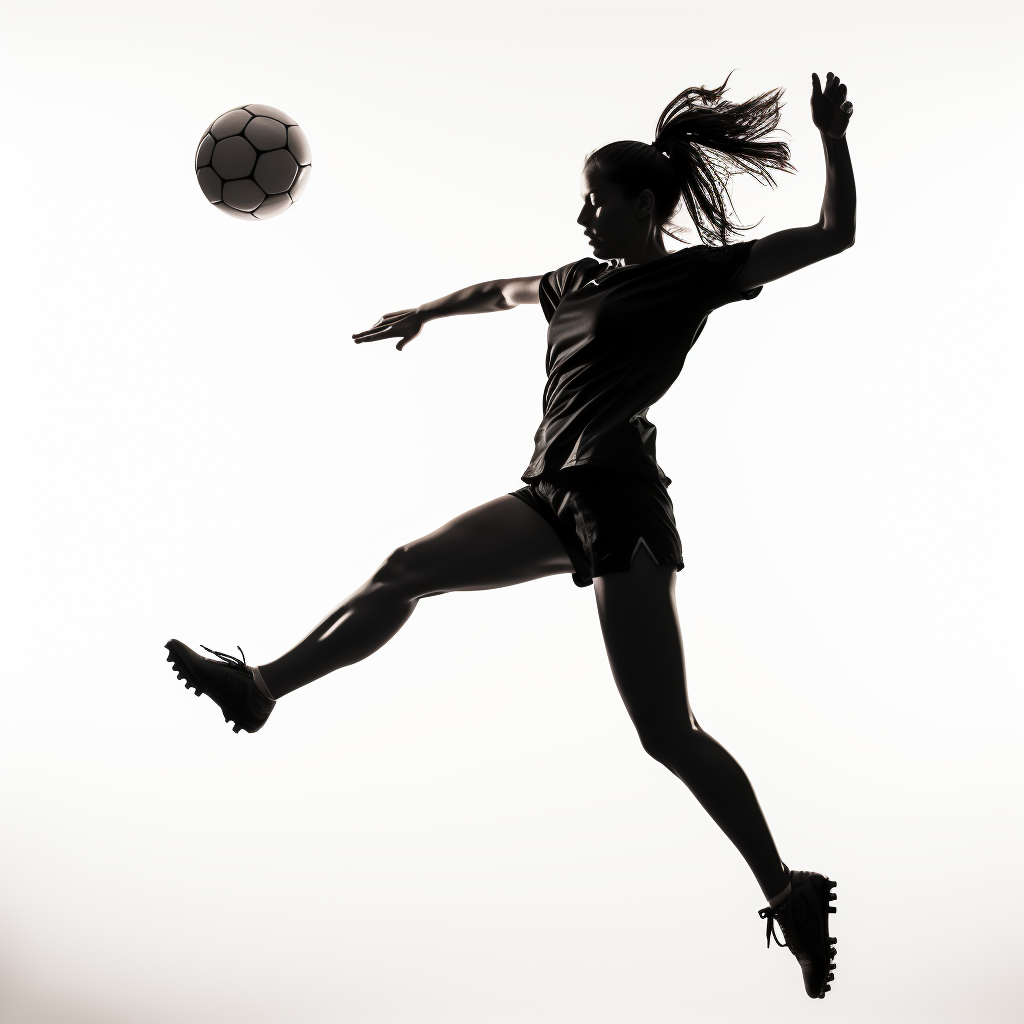 Silhouette of female soccer player performing bicycle kick