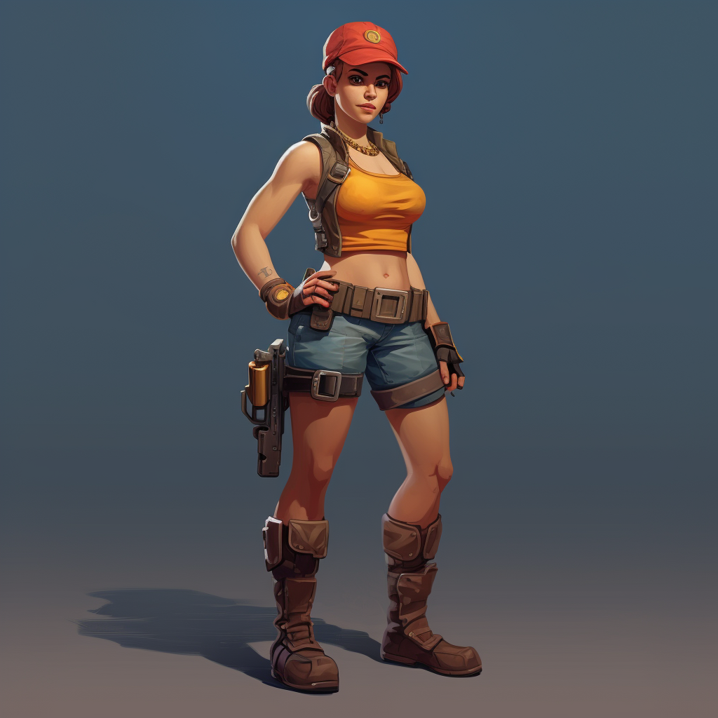 Stylized female soldier with shotgun