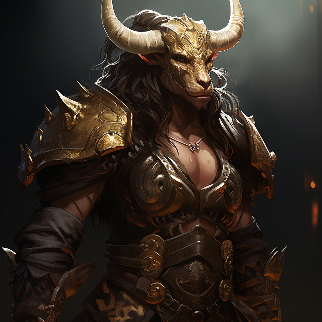 Female Tauren Minotaur wearing leather armor