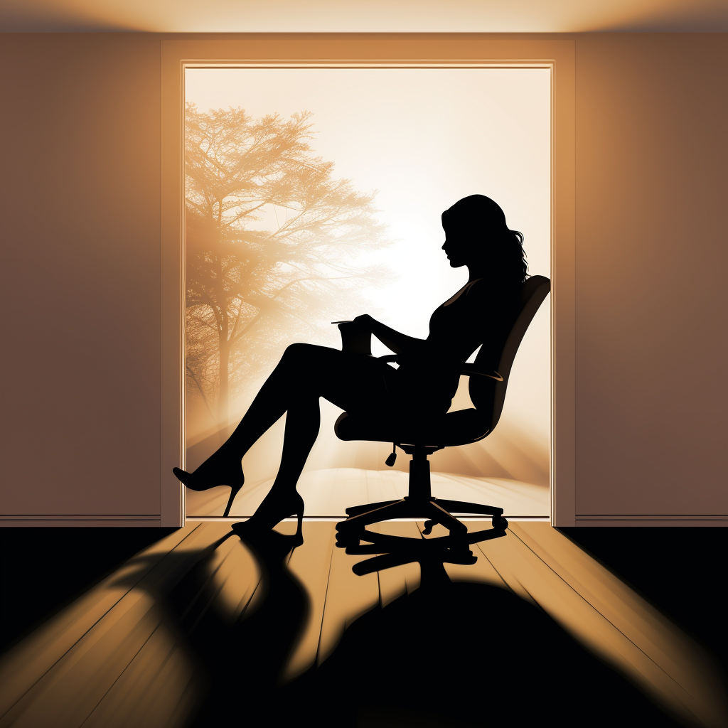 Silhouette of female therapist in chair