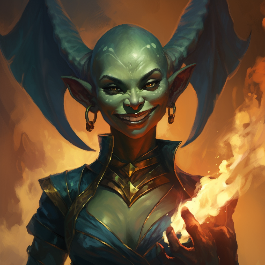 Female Tiefling Variant with Bald Head and Wings