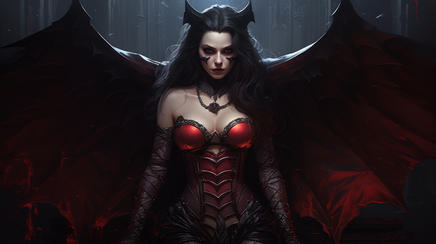 Female Vampire Transforming into Bat