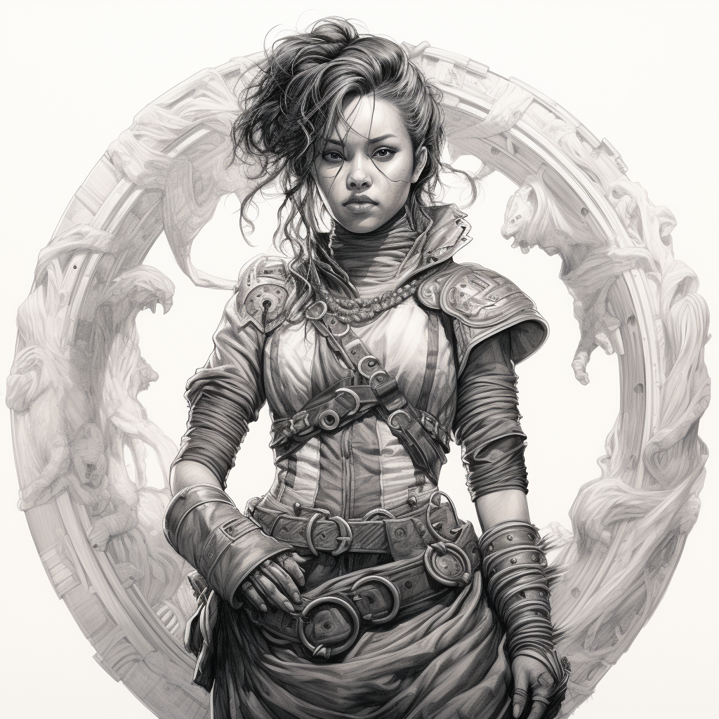 Detailed illustration of a female warrior