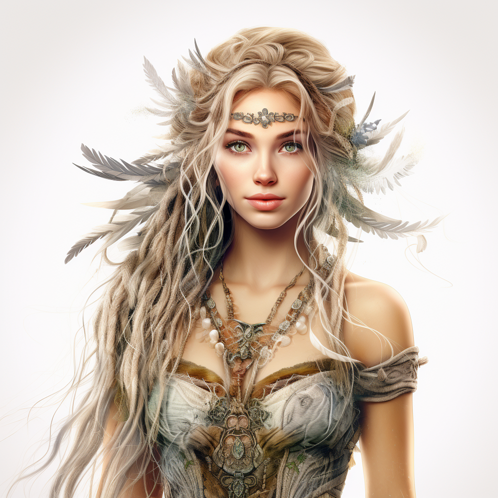 Ageless female wood elf with braided hair