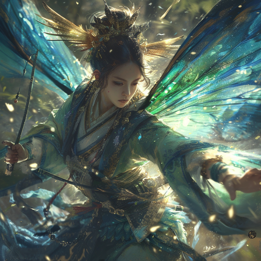 Female Yokai Wizard with Fairy Wings in Japan