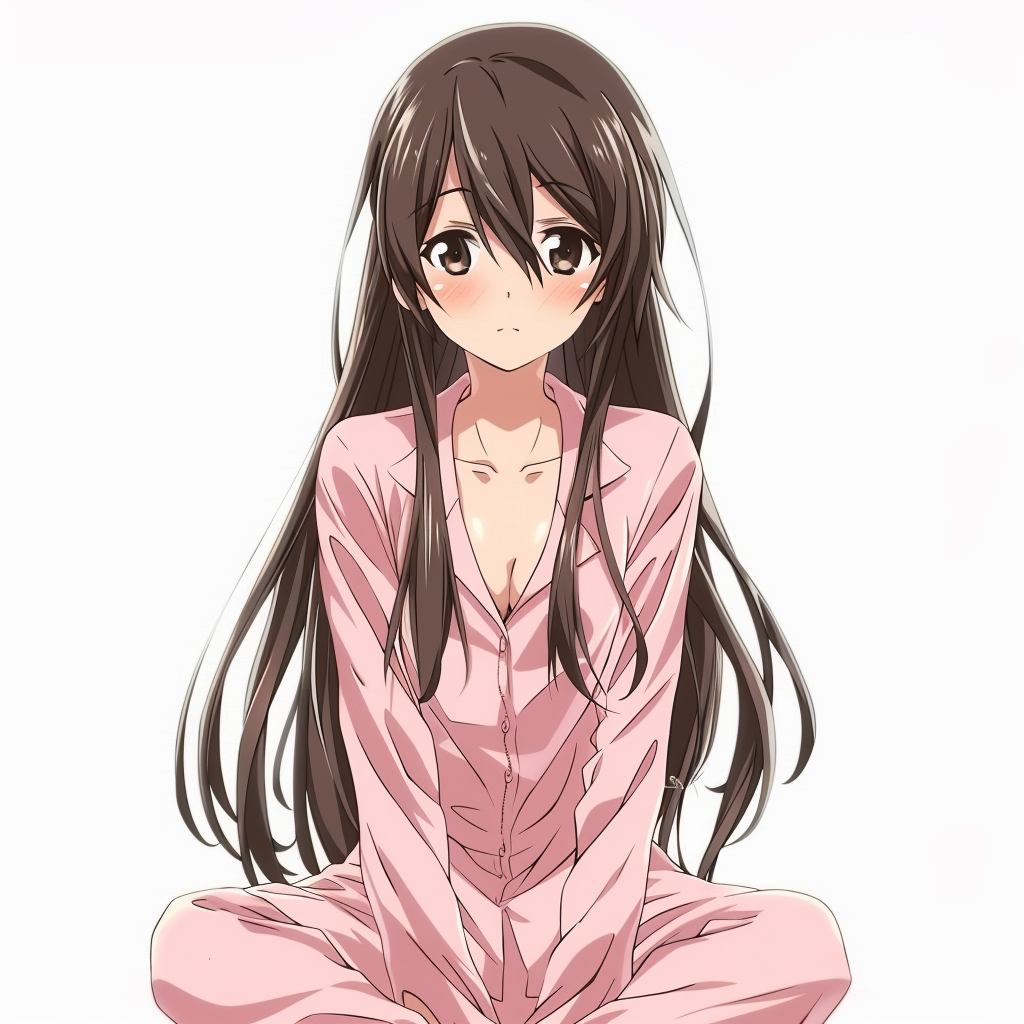 Female anime character in pajamas