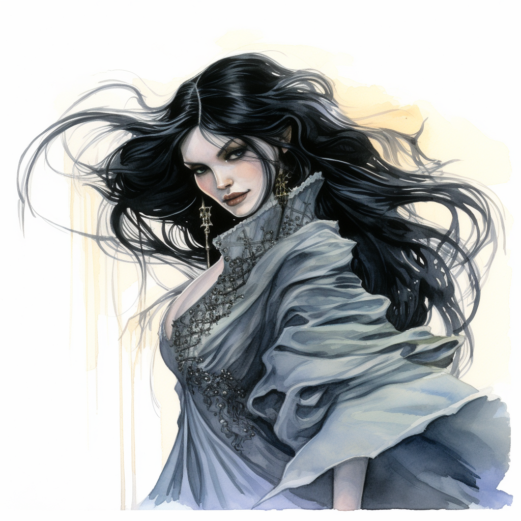 Elegant Female Elf Vampire in Ballroom Gown