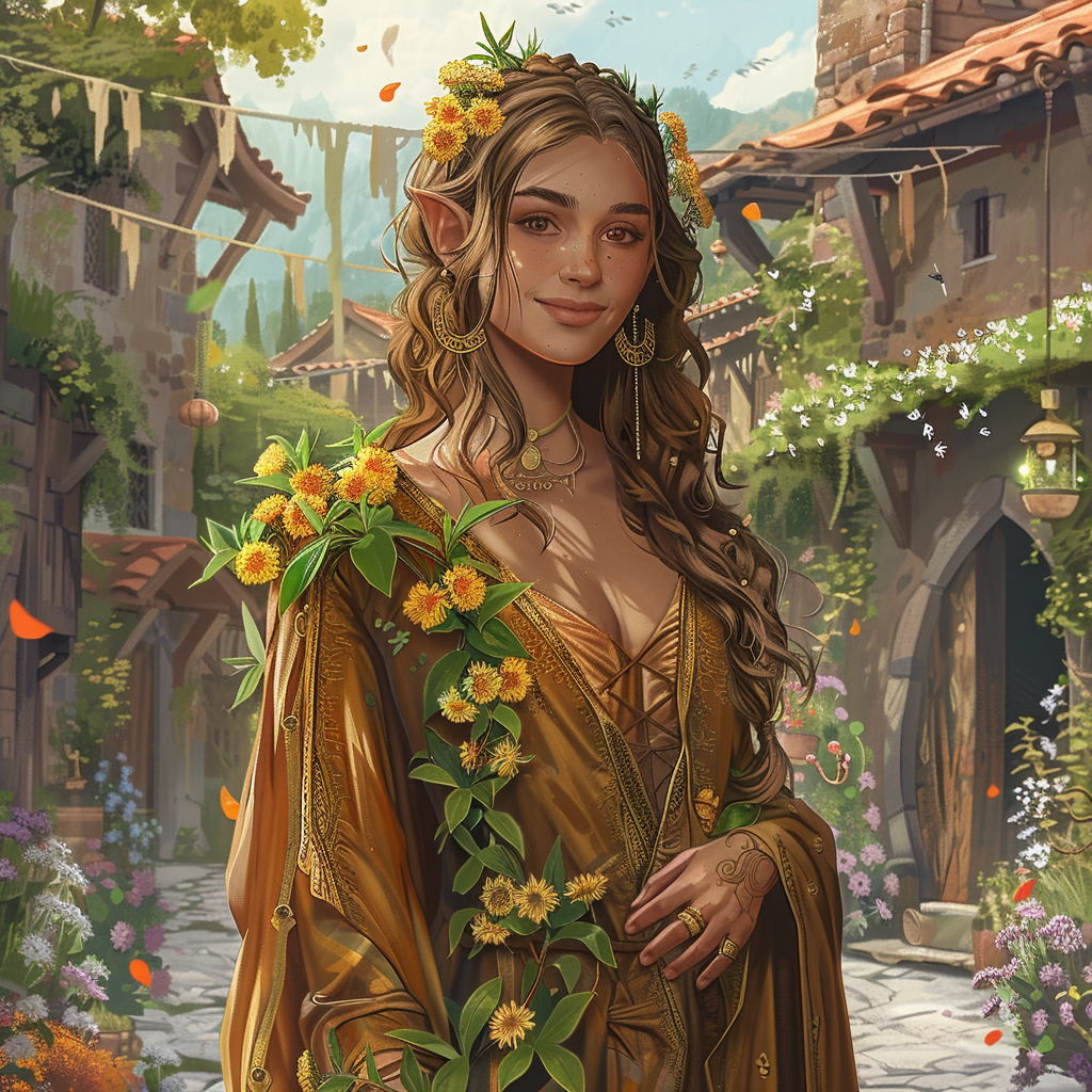 Female Elven Druid Flower Robe