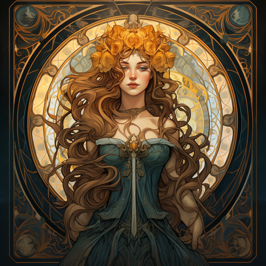 Female Figure in Art Nouveau Tarot Card