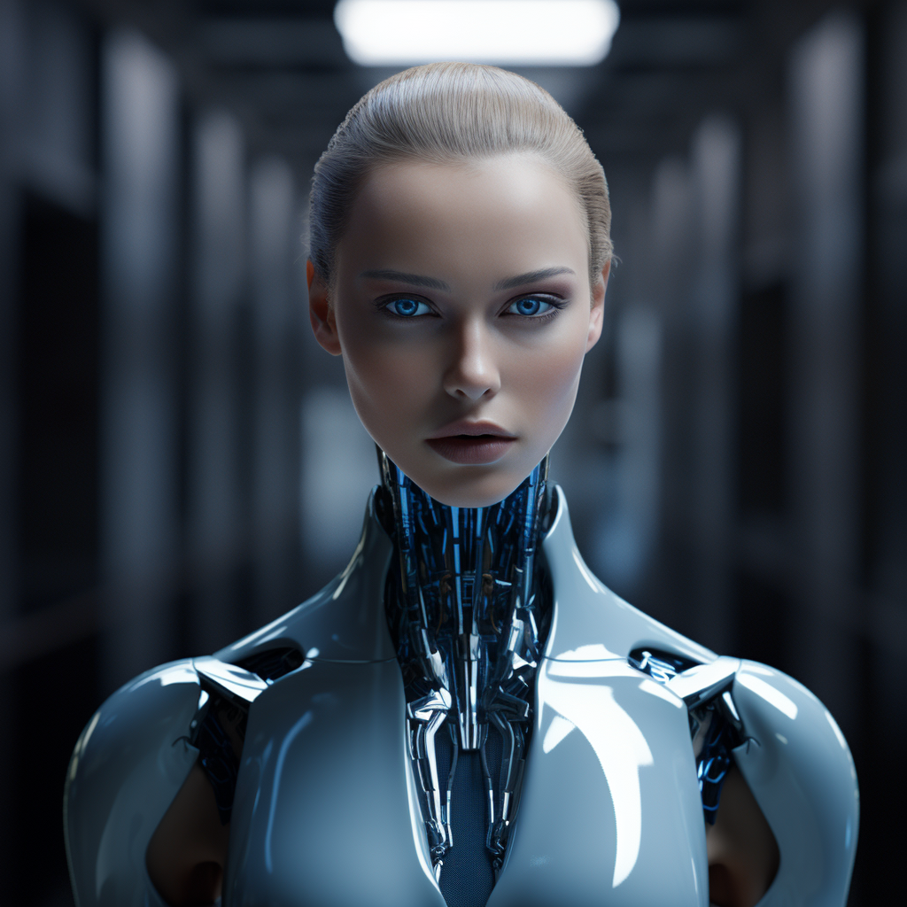 Female futuristic AI interface avatar