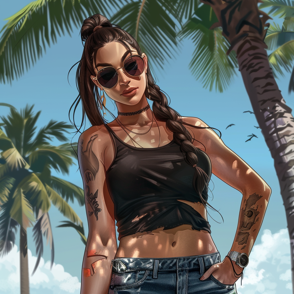 Female gang member palm tree sunglasses